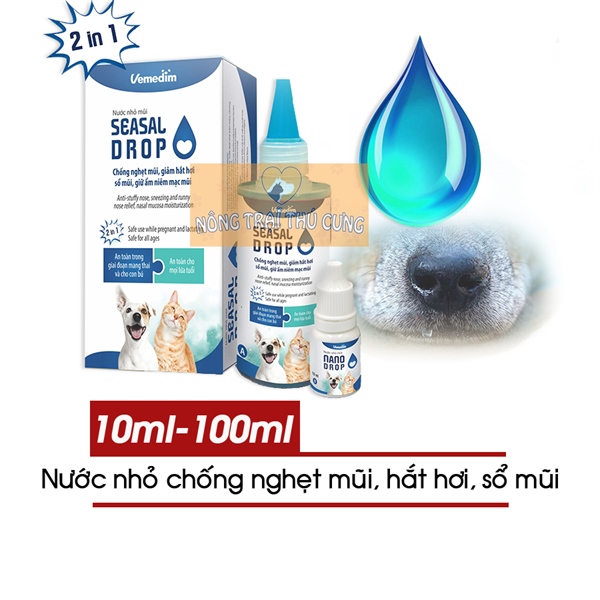 Nước Nhỏ Mũi Chó Mèo Seasal Drop - Chống Nghẹt Mũi, Giảm Sổ Mũi, Hắt Xì